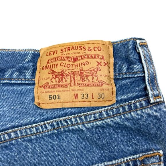 Vintage Y2K Levi's 501 Button Fly Denim Distressed Cut Off Shorts Size 30 - Picture 3 of 7